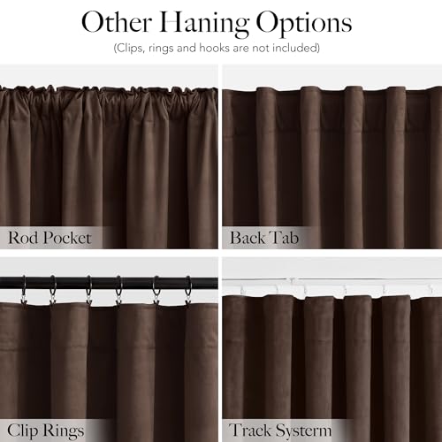 RYB HOME Chestnut Velvet Blackout Curtains 84 inches Long for Bedroom | Thermal Insulated, Room Darkening, UV Privacy Block, With Hook Belt, Back Tab, Living Dining Room, W52 x L84, 2 Panels - color: Chestnut, size: 52"W x 84"L (Pack of 2)
