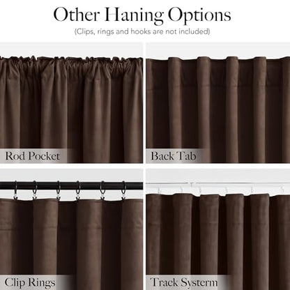 RYB HOME Chestnut Velvet Blackout Curtains 84 inches Long for Bedroom | Thermal Insulated, Room Darkening, UV Privacy Block, With Hook Belt, Back Tab, Living Dining Room, W52 x L84, 2 Panels - color: Chestnut, size: 52"W x 84"L (Pack of 2)