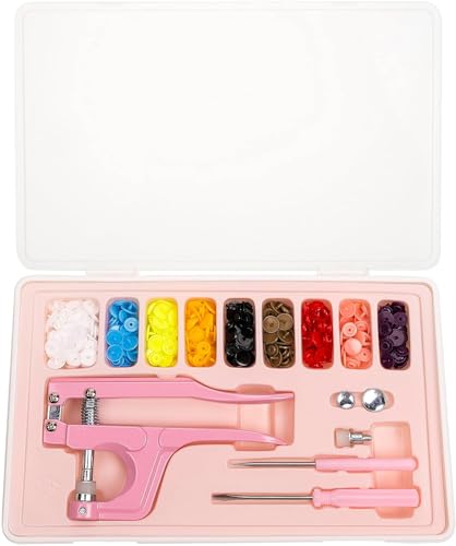 LBTEE Plastic Snap Fastener Kit with Plier, Pink - style: Pink