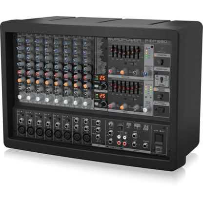 Behringer EUROPOWER PMP1680S 1600W 10-Channel Powered Mixer, Bundle with 2x H&A XLR M To F Cable