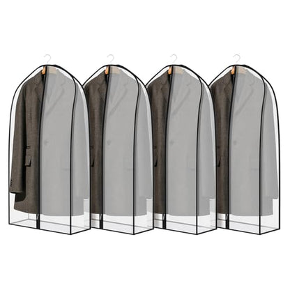 Zilink Garment Bags for Leather Coat Suit Bags for Closet Storage 43 in | 7 in Gussted, Wrinkle Free, Breathable, Silky Suit Dust Covers for Hanging Clothes for Leather Clothing Fur Coat Dress, 4Pack - size: 43"-4pcs