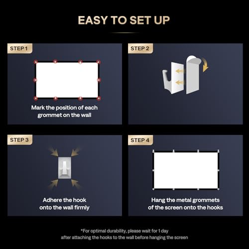 Aurzen 120-Inch Projector Screen, 16:9 4K HD, Foldable Anti-Crease, Portable Double-Sided Screen for Indoor/Outdoor Home Theater & Backyard, White (120 inches) | Foldable Anti-Crease, Portable Double-Sided, Indoor/Outdoor Home Theater & Backyard