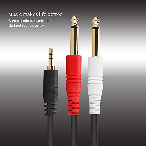 1/8 TRS to Dual 1/4 Audio Cable, 3.5mm TRS to 6.35mm Dual 1/4 TS Mono Y Splitter Audio Cable Adapter for SMA rtphone, Computer, Mixer, Amplifier Speaker, Home Stereo System (5FT) - size: 6FT