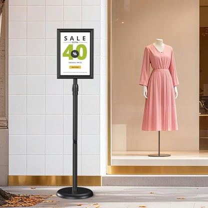 Hemndic Sign Stand 11x17 inch, Adjustable Floor Standing Sign Holder, 360° Rotation Sign Holder Stand with Snap-Open Frame, Outdoor Indoor Pedestal Sign Holder Display - size: 11 x 17 inch