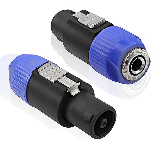 MEIRIYFA Speakon to 1/4 6.35mm Adapter Connector NL4FX 4-Pole SpeakON Male to 1/4 Inch TS Female Mono Plug Twist Lock Cable Adapter for NL4FC, NL4FX, NLT4X, NL2FC（2 PCS - size: Small