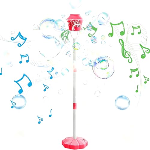 Bubble Machine Automatic,Vertical Bubble Machine for Parties,Outdoor Battery Bubble Machines with Light/Music for Birthday Wedding Party Gifts,Summer Outdoor Toys (Red) - color: Red