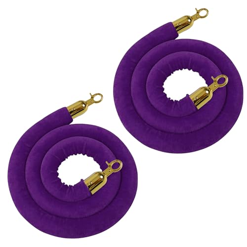 5 Feet Purple Velvet Hanging Ropes with Gold Color Plated Hooks(2PCS) | Crowd Control Stanchion Ropes fit for Movie Theaters,Church,Restaurants,Hotels,Grand Openings, Concert venues - color: Purple-5 Feet-Gold Plated Hooks-2PCS
