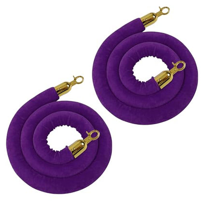 5 Feet Purple Velvet Hanging Ropes with Gold Color Plated Hooks(2PCS) | Crowd Control Stanchion Ropes fit for Movie Theaters,Church,Restaurants,Hotels,Grand Openings, Concert venues - color: Purple-5 Feet-Gold Plated Hooks-2PCS