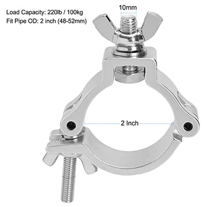 Truss Clamps 2 Inch, 10 Pack TUV Stage Lights Truss O Clamps | Fits 48-52mm OD Tube, Heavy Duty 220lb, TUV Certified Stage Lighting Clamps for LED Par Spot Moving Head Lights