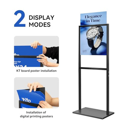 YIYO Sign holder floor stand, sign holder stand heavy Duty Pedestal poster stand for display,18×24 inch slide-in double sided poster sign holder floor standing Display Advertising (18×24)