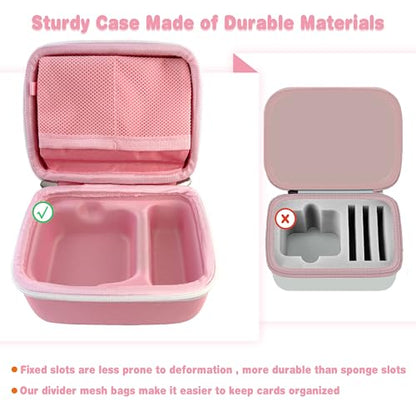 Hard Travel Case Compatible with Yoto Mini–Kids Audio & Music Player,Yoto Card Holder Bag with Adjustable Shoulder Strap for Up to 36 Audiobook Cards,Children’s Mini Player. (Pink) - color: Pink