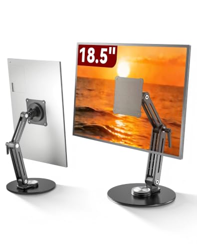 Jakeko Magnetic Portable Monitor Stand VESA Mount 75mm Travel 360° Swivel | L-Shaped Hand Wrench,13.3" 14.1" 15.6" 17.3" 18.5 Inch Screen,Thickened Base,Fully Folds Flat For Easy Storage,Solid Aluminum - size: Up to 18.5''