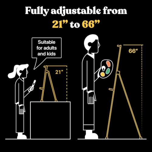 T-Sign 21 to 66 Inch Heavy Duty Easel Stand - Adjustable Metal Tripod Art Easel for Painting and Display, Portable Canvas Stand with Carrying Bag for Artists, Floor, Tabletop, and Outdoor Use (2-Pack) - style: 66 Inch Anthracite Black (2 Pack)