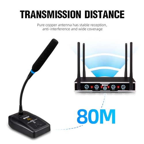 D Debra Wireless Conference Microphone System Audio Pro DU4004 UHF 4 * 16 Adjustable Channel 360°Rotating Wireless Gooseneck Mic, Ideal for Meeting Speech Conference (4 Conference) - color: 4 Conference