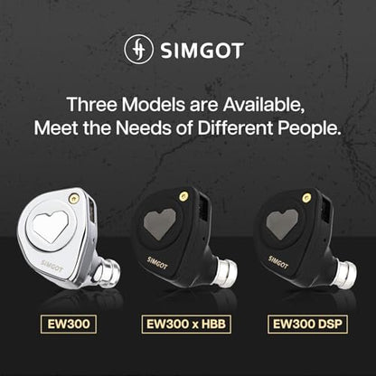 Linsoul SIMGOT EW300 1DD+1Planar+1PZT Hybrid Driver IEMs, DSP Edition | HiFi Wired Earbuds, Gaming Earbuds with Detachable Nozzles, Silver-Plated OFC In Ear Monitor Cable for Audiophile Musician - style: EW300 DSP