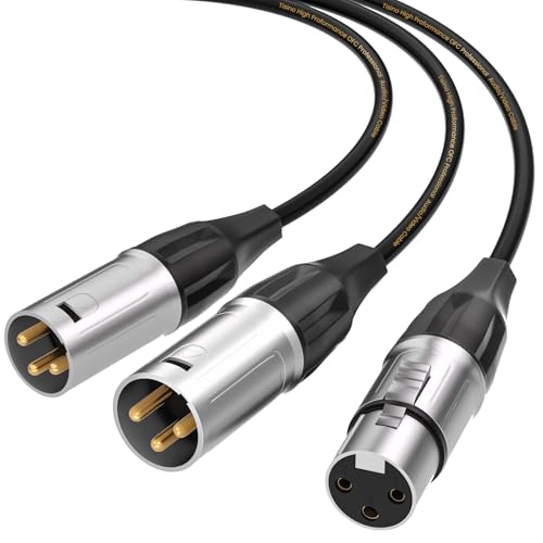 Tisino Balanced XLR Splitter Cable, 1 Female to 2 Male Patch Microphone Cable XLR Y Splitter Cable 2 Male to 1 Female - 5 feet - size: 5 feet