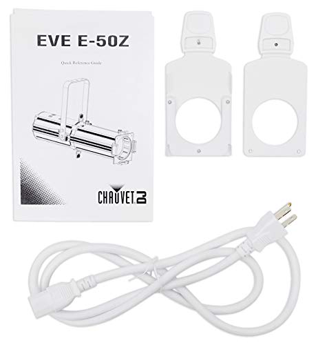 Audiosavings Bundle: Chauvet DJ EVE E-50Z Ellipsoidal Warm White D-Fi LED GOBO Spot Light Bundle with Rockville R720L Fog Machine, RDX3M25 25 Ft DMX Cable, Chauvet DJ CLP-15N Lighting Clamp (4 Items)