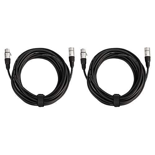 Amazon Basics 2-Pack XLR Male to Female Microphone Cable for Speaker or PA System, All Copper Conductors, 6MM PVC Jacket, 25 Foot, Black - size: 25 Feet, style: 2-Pack