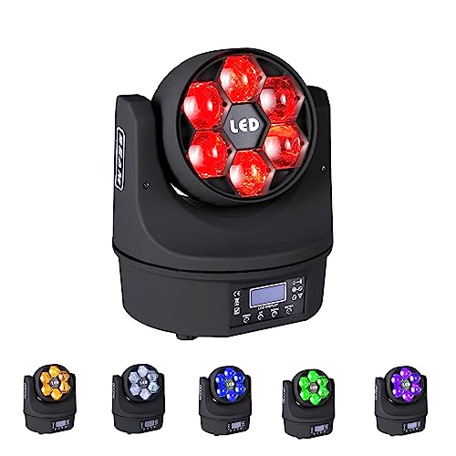 6x15W Mini Bee Eye Moving Head DJ Light, 90W LED RGBW Stage Light Rotate Beam Spot Effect, DMX Sound Activated Remote Control for Parties Wedding Bar Church Show (RGBW 4in1) - color: 6*15W 1-PACK