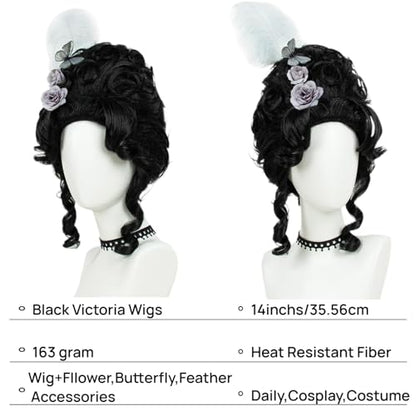 STfantasy 60s Beehive Wig – Pinup & Dragqueen Curly Wig for Women, Victorian Hair Style, Dramatic Volume, Flirty Curls, Party & Costume Essential, Heat Resistant Fiber(Black) - color: Black
