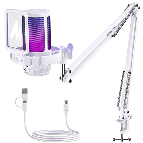 MAONO DGM20S USB Microphone for PC with Clear Voice & Noise Reduction - color: White