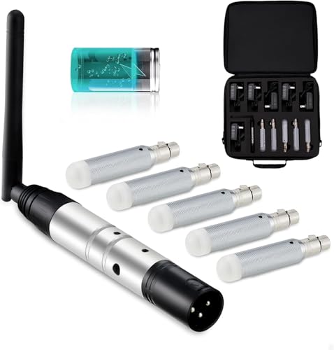 Wireless DMX Built-in Battery, Dj 2.4G Wireless DMX Receiver DMX512 Transmitter 5 Receivers & 1 Transmitter with Bag Adapter for Led Stage Disco Party Bar Lighting
