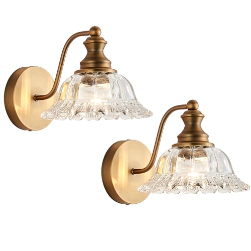 XIEDUN Vintage Wall Sconces Brass Wall Lights for Living Room Bathroom Sconces 2Pack - color: Brass, size: 1 Light 2-Pack