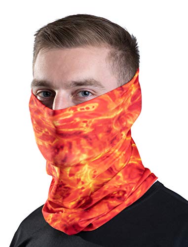 Aqua Design Fishing Hunting Masks Neck Gaiter: Men and Youth UPF 50+ Sun Mask Protection: Camo Face Cover Balaclava Bandana - color: Liquid Lava, size: Medium