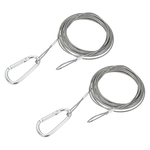 MECCANIXITY 10 Inch Safety Cable Lock, 1/16'' Stainless Steel Cable with Loops Security Wire Lock for Hanging Lighting Luggage Plant Pictures Pack of 2 - size: 250 x 1.5mm