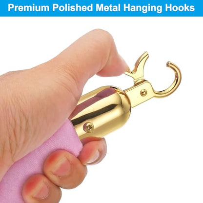 PATIKIL 3.9 Feet Pink Velvet Stanchion Rope, Crowd Control Barrier Rope with Snap Hooks for Posts Stand Queue Divider of Hotel Theater, Golden - color: Pink, size: 3 Feet