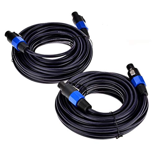 2Pack 25 ft Male Speakon to Speakon Cables, Professional 12 Guage AWG Audio Cord DJ Speaker Cable Wire with Twist Lock - 2 Conductor. - size: 25Ft