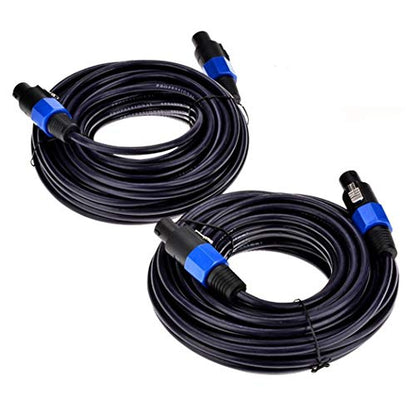 2Pack 10 ft Male Speakon to Speakon Cables, Professional 12 Guage AWG Audio Cord DJ Speaker Cable Wire with Twist Lock - 2 Conductor. - size: 10Ft