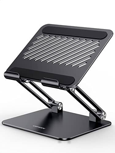 UGREEN Tablet Stand Holder for Desk Dual Rod Support Aluminum Tablet Holder Adjustable Multi-Angle Home Office Accessories Compatible with iPad Pro 13 12 11 10.5 Air Mini 5 4 3 2 Phone E-Reader Black - color: Black