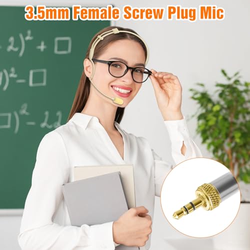 2 Pack Dual Earhook Face Microphone Headset Headworn Mic for Sennheiser | with Windscreen and 1.5m Cable,3.5mm stereo female screw lock plug,Ideal for Lectures, Live Performance,Theater - size: 2 Pack