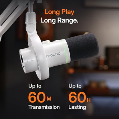 MAONO PD200W Hybrid Wireless Podcast Microphone for PC, Dynamic XLR USB Mic - color: White