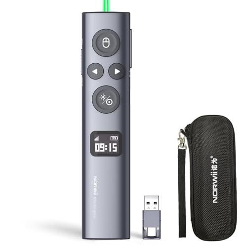 Norwii N95s Presentation Remote, Slide Clicker for PowerPoint Presentations - color: Green - BLE&USB-A&C
