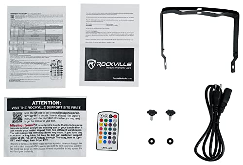 Rockville Battery PAR 6RF RGBWA+UV Wireless DMX LED Light 6-Pack with Bags | 15-Hour Rechargeable Battery, 5000mAh, 6x6W RGBWA+UV LEDs, Wireless DMX, RF Remote, Strobe, 2 RLB80 Bags, 8-Items