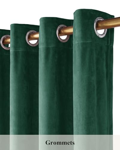 StangH Emerald Green Grommet Velvet Blackout Curtains, W42xL84, 2 Panels - color: Green Series - Emerald Green, size: 42"W x 84"L (Pack of 2)