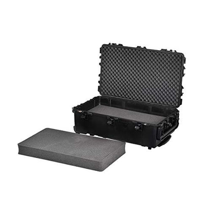 MEIJIA Rolling Waterproof Hard Protective Case, Hard Camera Case with Retractable Pull Handle and Wheels,Customizable Fit Foam Inserted, Black, Elegant Black,31.65x19.37inchx11.02inches - size: 31.65x19.37inchx11.02inches