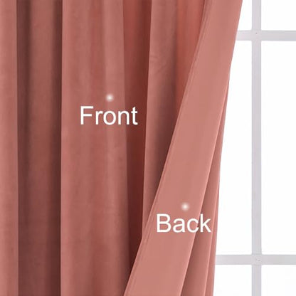 PLEASANT BOULEVARD Canyon Rose Pink Velvet Curtains 84 inch Long Heavyweight Blackout Curtains Rod Pocket Thermal Insulated Darkening Window Drapes for Bedroom Living Room, W52 x L84, 2 Panels - color: Canyon Rose, size: 52"W x 84"L (Pack of 2)