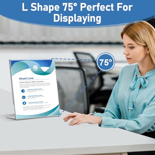 Acrylic Sign Holder 5x7 Inches, 13 Pack Clear Plastic Table Flyer Display Stand, L-Shape Vertical Menu Paper Holder Stand, Clear Picture Photo Flyer Display Stand for Restaurants, Store Fair,Office - size: 13 Pack-L Shape-5X7