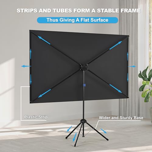 Projector Screen with Stand, Outdoor Projector Screen 16:9 and Tripod Stand, Portable Projection Screen with 1.2 Gain, Lightweight and Compact, Easy Setup, Idea for Home Cinema, Backyard, (120 Inch). - size: 120 inch