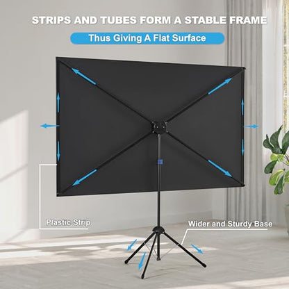 Projector Screen with Stand, Outdoor Projector Screen 16:9 and Tripod Stand, Portable Projection Screen with 1.2 Gain, Lightweight and Compact, Easy Setup, Idea for Home Cinema, Backyard, (120 Inch). - size: 120 inch