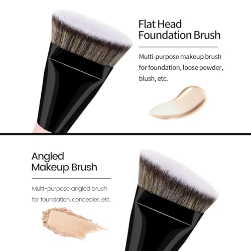 MAANGE Makeup Brushes 4 Pcs Makeup Brush Set for Foundation Concealer Contour Liquid Blending Face Kabuki Makeup Brush Kit (Pink) - color: Pink