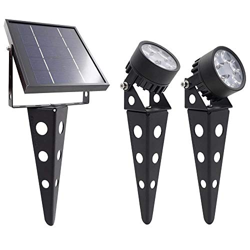 Solar Spot Lights Outdoor Legacy Mini 50X Twin Solar-Powered LED Spotlight (Cool White LED) for Outdoor Garden Yard Landscape Uplight Downlight, Waterproof, Black Finish - size: LEGACY 50X Cool White