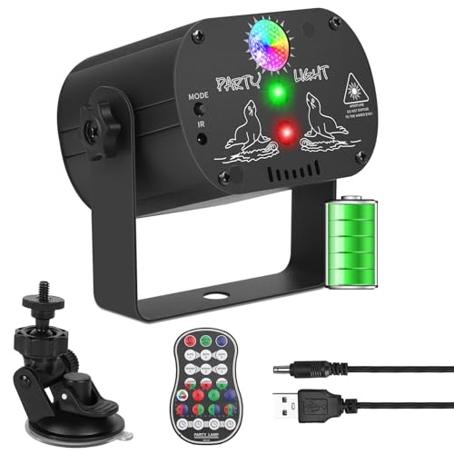 Party Lights DJ Disco Light, RGB LED Strobe Light, Battery Powered Sound Activated Projector with Remote Control for Christmas Halloween Decorations Birthday Stage Show Dance Wedding - size: Battery Powered*1