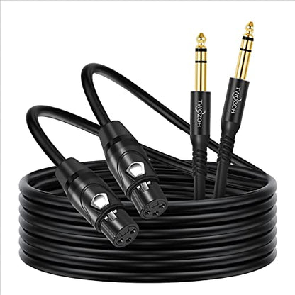 Twozoh XLR Female to 1/4 Inch (6.35mm) TRS Cable 1FT 2 Pack, Quarter Inch Jack Balanced to XLR Microphone Cable (Professional/HiFi) - color: Female 2-PACK, size: 1FT