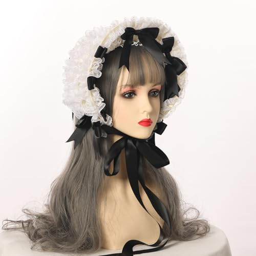 COSDREAMER Girls Women Victorian Bonnets Lace Flowers Tea Party Hats - color: C