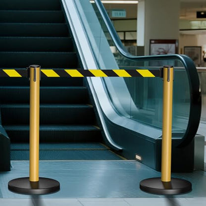 kaiyomi 2 Pack Stanchions with Retractable Barriers 11 Feet (Black&Yellow) - color: Black and Yellow