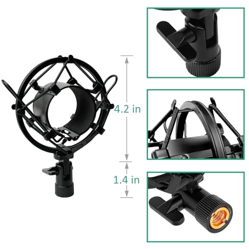 AT2020 Mic Stand, Adjustable Height Desk Mic Stand with Shock Mount, Foam Windscreen, Metal Weighted Base, 1/4 to 3/8 Metal Adapter, for AT2020 AT2020USB AT2020USB+ AT2035 Mic by Rigych - color: Desktop Stand